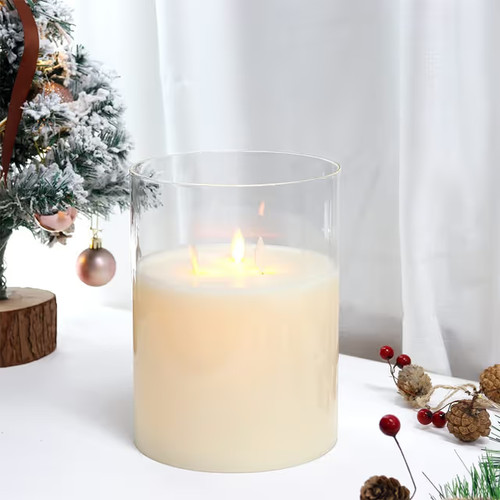 Battery operated glass candle - battery-operated,