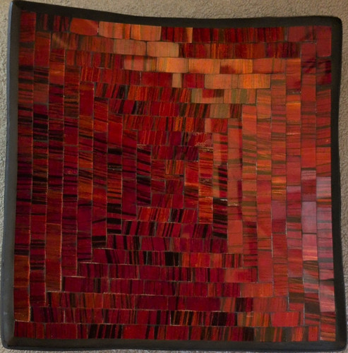 Square red black mosaic glass - square,
