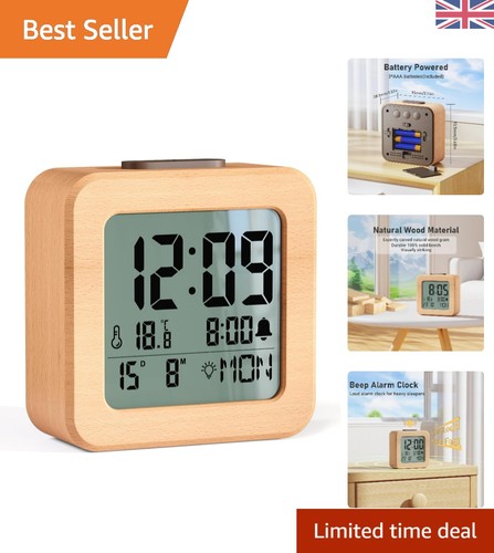 Natural wooden digital alarm - natural,