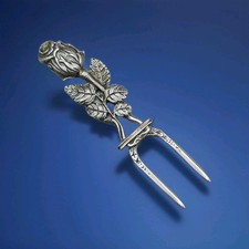Antique 835 Solid Silver Forks Rose Flower Handle Christoph Widmann 1919