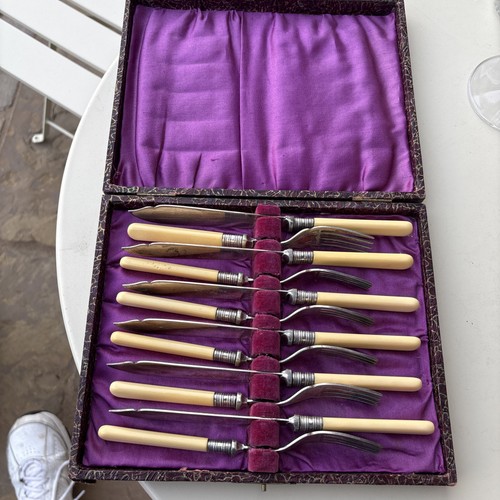 Vintage fish cutlery set boxed - cutlery,