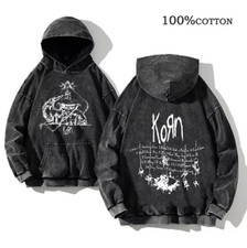 Korn Vintage Washed Out Men's Hoodie (Rock Band, World Tour, Loose, Metal)