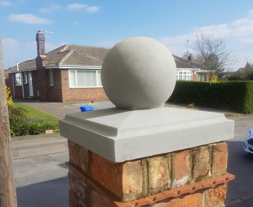 Cast stone chamfered pier - cast,