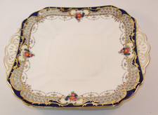 Samuel Radford Diar 8 1/4" Gilded Cobalt Sandwich Cake Serving Plate 1930s Lot B