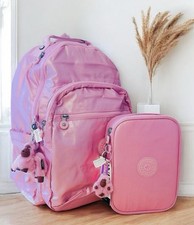Kipling Metallic Seoul Large 15" Laptop Backpack & 100 Pencil Case Pink Lilac
