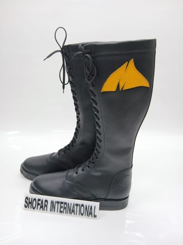 Black leather wrestling - wrestling, boots
