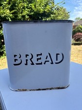 Vintage White Enamel Large Bread Bin 1930’s Kitchen Storage Original Condition