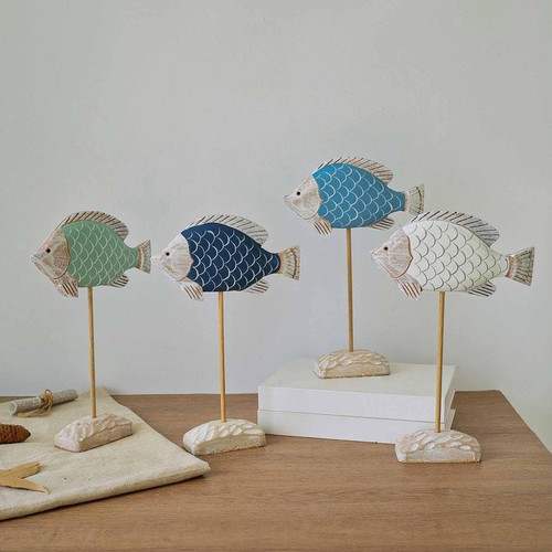 Wooden fish sculpture stand - fish,