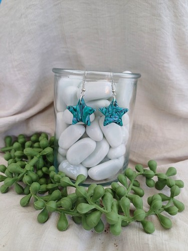 Turquoise and black star - black,