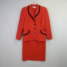 Jacques Vert Suit Size 14 Red Blazer Skirt Vintage 80s 90s Business Office