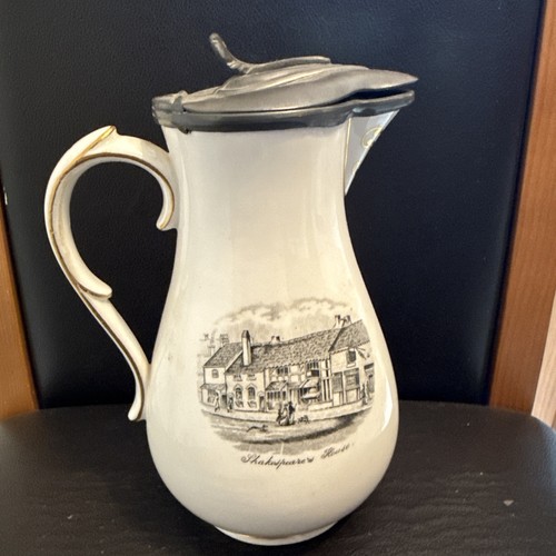 Vintage pewter lidded water - pewter,