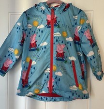 Girls Peppa Pig Blue Raincoat Muddy Puddles Tesco F&F Size 18-24