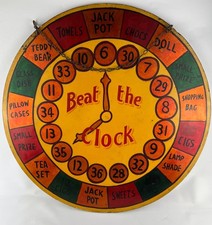 ORIGINAL C.1950 BEAT THE CLOCK PAINTED FAIRGROUND GAME~CIRCUS/RIDE/FOLK ART INT.
