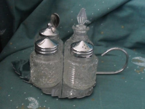 Vintage glass piece cruet - vintage,