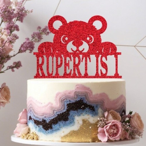 Teddy bear face cake - teddy, topper