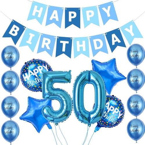 Blue 50th birthday decorations - 50th,