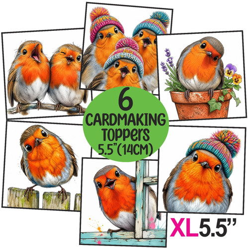 Funny robins card toppers - 6,