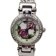 Marcel Drucker Ladies Quartz Watch Floral Dial Crystal Bezel – New Battery
