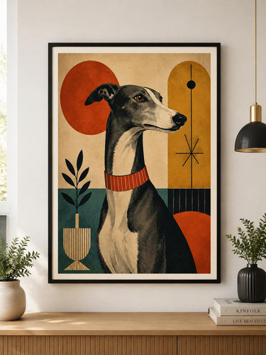 Greyhound print retro wall - greyhound,