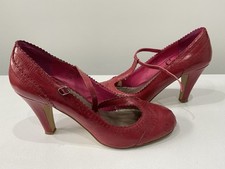 Ladies Barrett’s Coral Pink High Heel Mary Jane Brogues Size 7