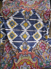 Vintage style cotton double bedcover throw Aztec Ethnic colourful 240cm Long