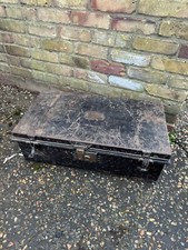 Antique military metal trunk - antique,
