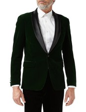 Mens Velvet Tuxedo Suit Jacket Black Shawl Lapel Blazer Smart Formal Dinner Coat