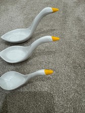Vintage Melamine Stacking Nesting White Swan Goose Duck Measuring Cups x3 Set