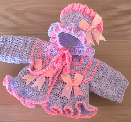 Baby girl cardigan and bonnet - baby,