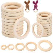 10-50pcs Natural Wooden Round Rings Crafts Hoops Macrame Jewellery Wood DIY Gift
