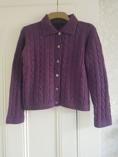 Boden ladies collared  Purple Button  down cardigan size 12 -  100% lambswool