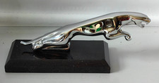 Chrome Jaguar Leaping On Black Plinth /Base Figure/Paperweight