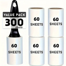 5X Lint Roller with 1 Handles For Clothes Pet Hair Remover Sticky Refills UK