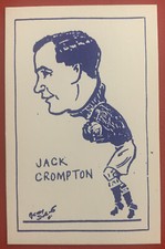 Signed Manchester United Jack Crompton Football Caricature Mickey Durling Card