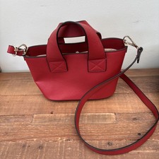 Zara Red Faux Leather Mini Tote Bag with drawstring inner
