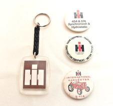 Vintage International Harvester Tractor Farm Button Badges & Rare Keyring