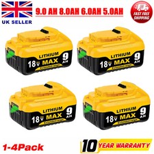 4X For DeWalt 18V Battery 8.0Ah 6.0Ah 9.0Ah XR slide Li-ion DCB184 DCB182 DCB183