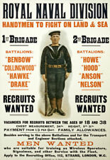 WA74 WWI British Royal Navy Men Wanted Recruitment War Poster WW1 A1 A2 A3