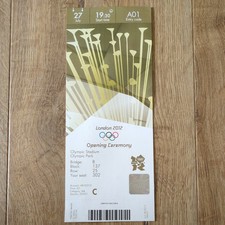 Original London 2012 Olympic Games Opening Ceremony Ticket - Cat AA Rare