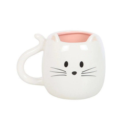 White cat shaped mug - white,