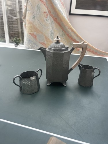 1920s pewter set pot and - pewter,