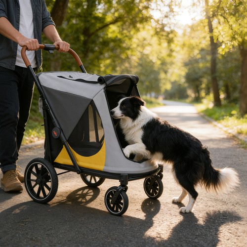 One click fold dog stroller - click,