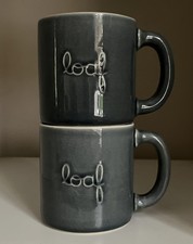 2 x Loaf Crackle Glaze Mugs - Grey - Embossed Logo