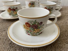 VINTAGE/RETRO- Russell Hobbs Espresso/Coffee Floral Cups & Saucers SET of 6