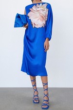 Zara limited Blue Satin Floral