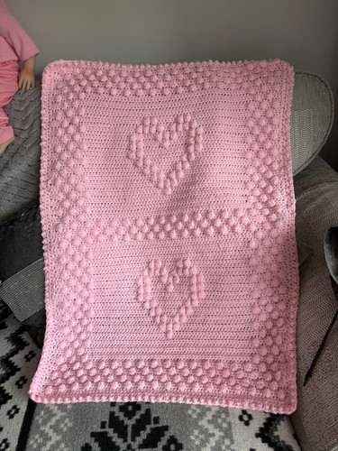 Baby blanket pink bobble - pink,