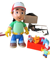 Disney Handy Manny 10" Talking Figure & Miniature Toolbox c/w 6 tools