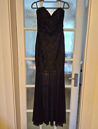 Lipsy black lace beaded gown - lace,