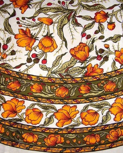 French floral round cotton - round,