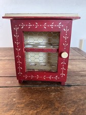 Rustic Red Hand Painted Wooden Table Top Egg Box Twelve Egg storage cupboard